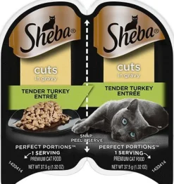 Sheba Perfect Portions Twin Pack Turkey Cuts in Gravy Wet Cat Food - 2.65 oz - Case of 24