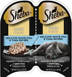 Sheba Perfect Portions Twin Pack Whitefish & Tuna Cuts in Gravy Wet Cat Food - 2.65 oz - Case of 24