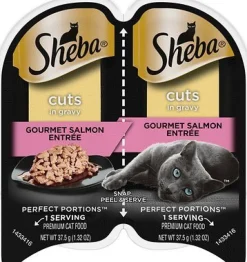 Sheba Perfect Portions Twin Pack Salmon in Creamy Sauce Entree Wet Cat Food - 2.64 oz - Case of 24