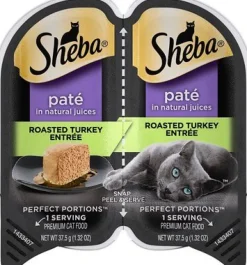 Sheba Premium Pate Twin Pack Turkey Entrée Wet Cat Food - 2.65 oz - Case of 24