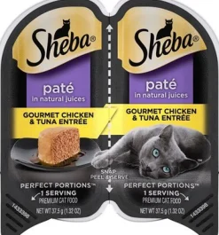 Sheba Premium Pate Twin Pack Chicken & Tuna Entrée Wet Cat Food - 2.65 oz - Case of 24
