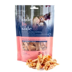Side By Side Small Batch Chicken Wrapped Sweet Potatoes Warming Dog Treats