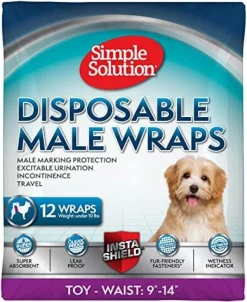 Simple Solution Disposable Male Wrap Dog Diapers - Toy - 12 Pack