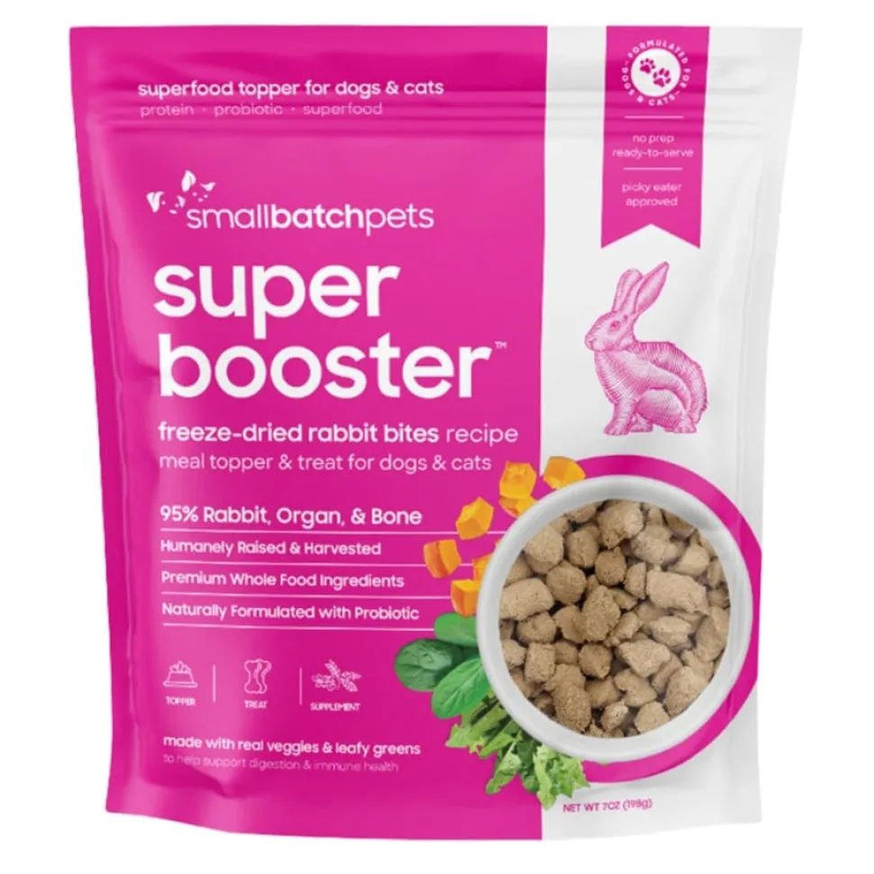 Small Batch Super Booster Rabbit Bites Freeze-Dried Cat and Dog Food or Topper - 7 Oz