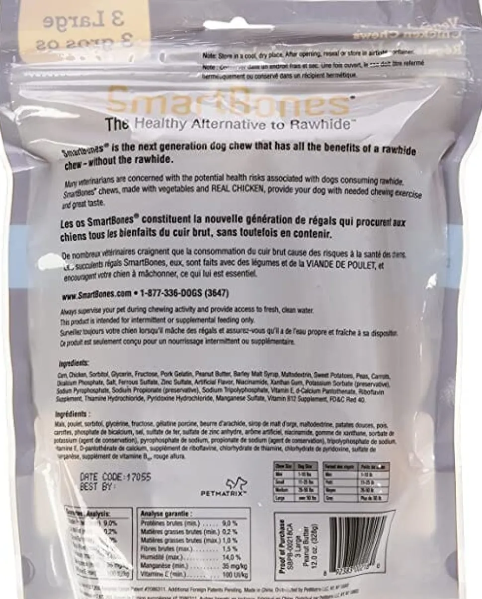Smartbones Dog Dental and Hard Chews - Peanut Butter - Large - 3 Pack