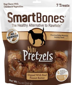 Smartbones Pretzel Stick Dipped Dog Dental and Hard Chews - Peanut Butter - 7 Count