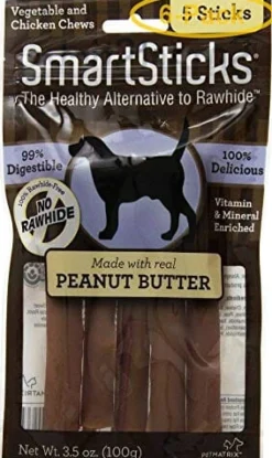 Smartbones Smartsticks Dog Dental and Hard Chews - Peanut Butter - 5 Pack