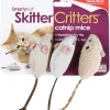 SmartyKat Skitter Critters Mice Catnip Toy - Grey and Tan - 3 Pack