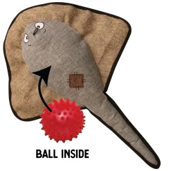 Snugarooz Sally The Stingray Squeak and Crinkle Plush Dog Toy with Inner Rubber Spikey Ball - Gray - 21" Inches