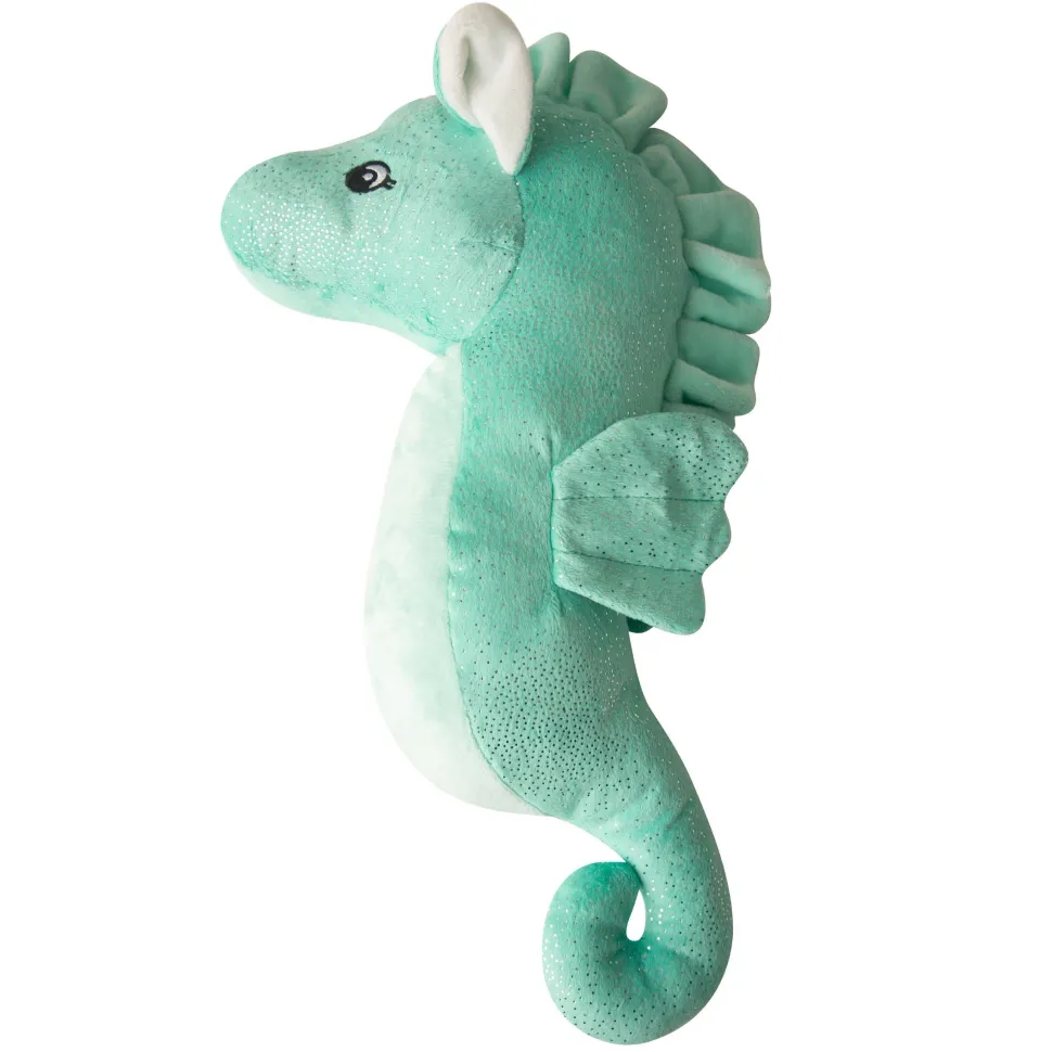 Snugarooz Sandy The Sea Horse Squeak and Crinkle Plush Dog Toy - Teal - 17" Inches
