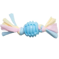 Snugarooz Snuggle Ball Dental Textured Rubber and Crinkle Puppy Dog Toy - Blue - 8.5" Inches