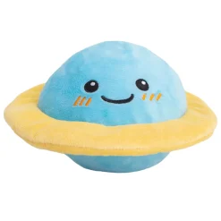 Snugarooz Soothing Saturn Squeak and Crinkle Plush Dog Toy with Inner Spikey Ball