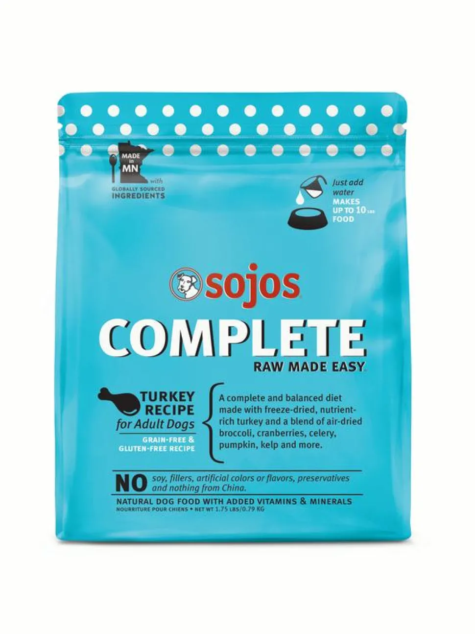 Sojos Freeze-Dried Dog Food Complete Adult Turkey - 1.75 lbs