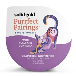 Solid Gold Purrfect Pairings Savory Mousse with Tuna and Goat Milk Wet Cat Food Tray - 2.75 Oz - Case of 18
