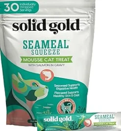 Solid Gold SeaMeal Squeeze Squeezable Mousse Salmon with Gravy Cat Treats - 2 Oz - Case of 24