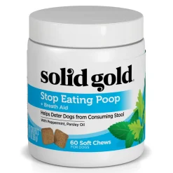 Solid Gold Stop Eating Poop and Breath Aid with Peppermint and Parsely Oil Soft Chew Dog Supplement - 60 Count - 3.17 Oz