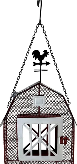 Songbird Essentials Mesh Barn Seed & Suet Feeder Suet and Seed Cake Wild Bird Feeder - Red - 2 X 9 X 16.5