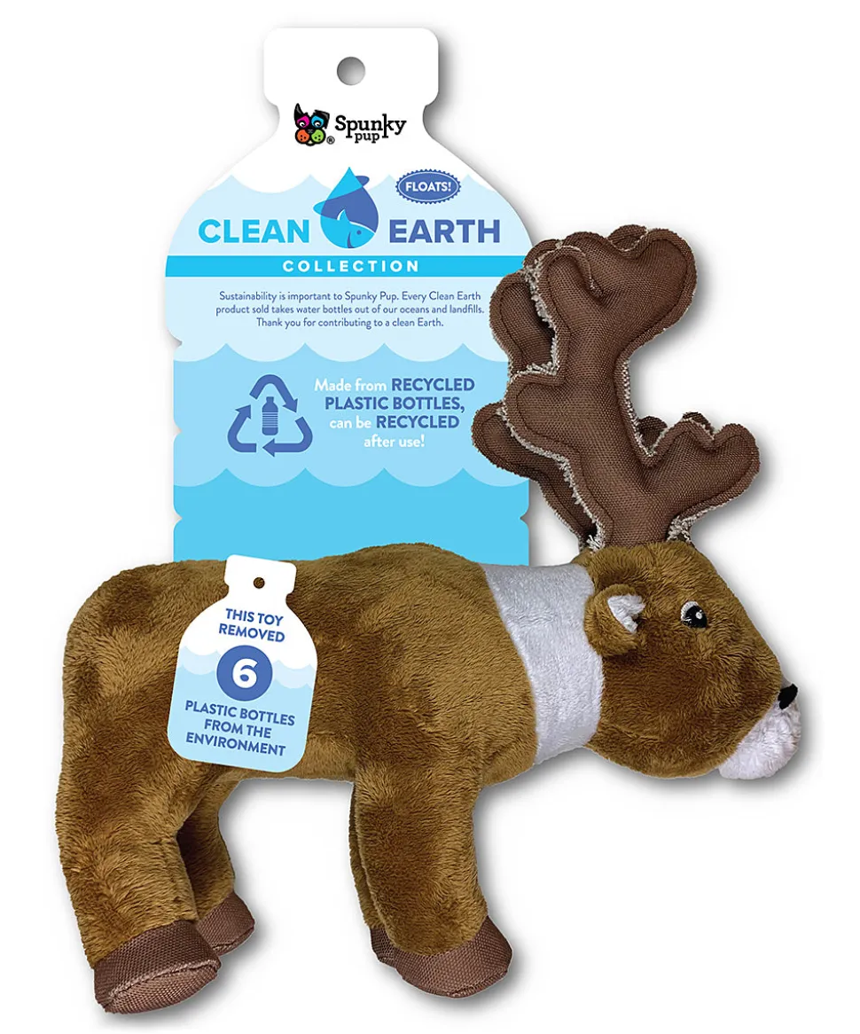 Spunky Pup Clean Earth Collection Caribou Squeak and Plush Dog Toy - Large