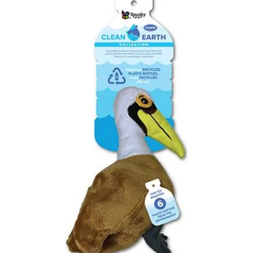 Spunky Pup Clean Earth Collection Pelican Squeak and Plush Dog Toy - Large