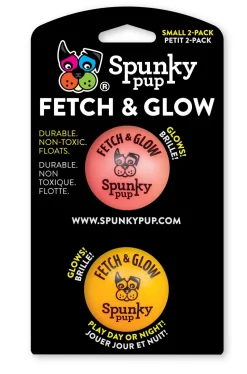 Spunky Pup Fetch and Glow-in-the-Dark Ball Float and Fetch Dog Toy - Small - 2 Pack