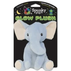 Spunky Pup Glow In the Dark Elephant Squeak and Plush Dog Toy - Small