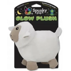 Spunky Pup Glow In the Dark Lamb Squeak and Plush Dog Toy - Large