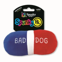 Spunky Pup RX Bad Dog Pill Squeak and Plush Dog Toy - Small