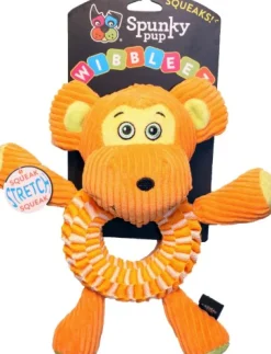 Spunky Pup Wibbleez Stretch Round Squeak and Plush Nylon Dog Toy