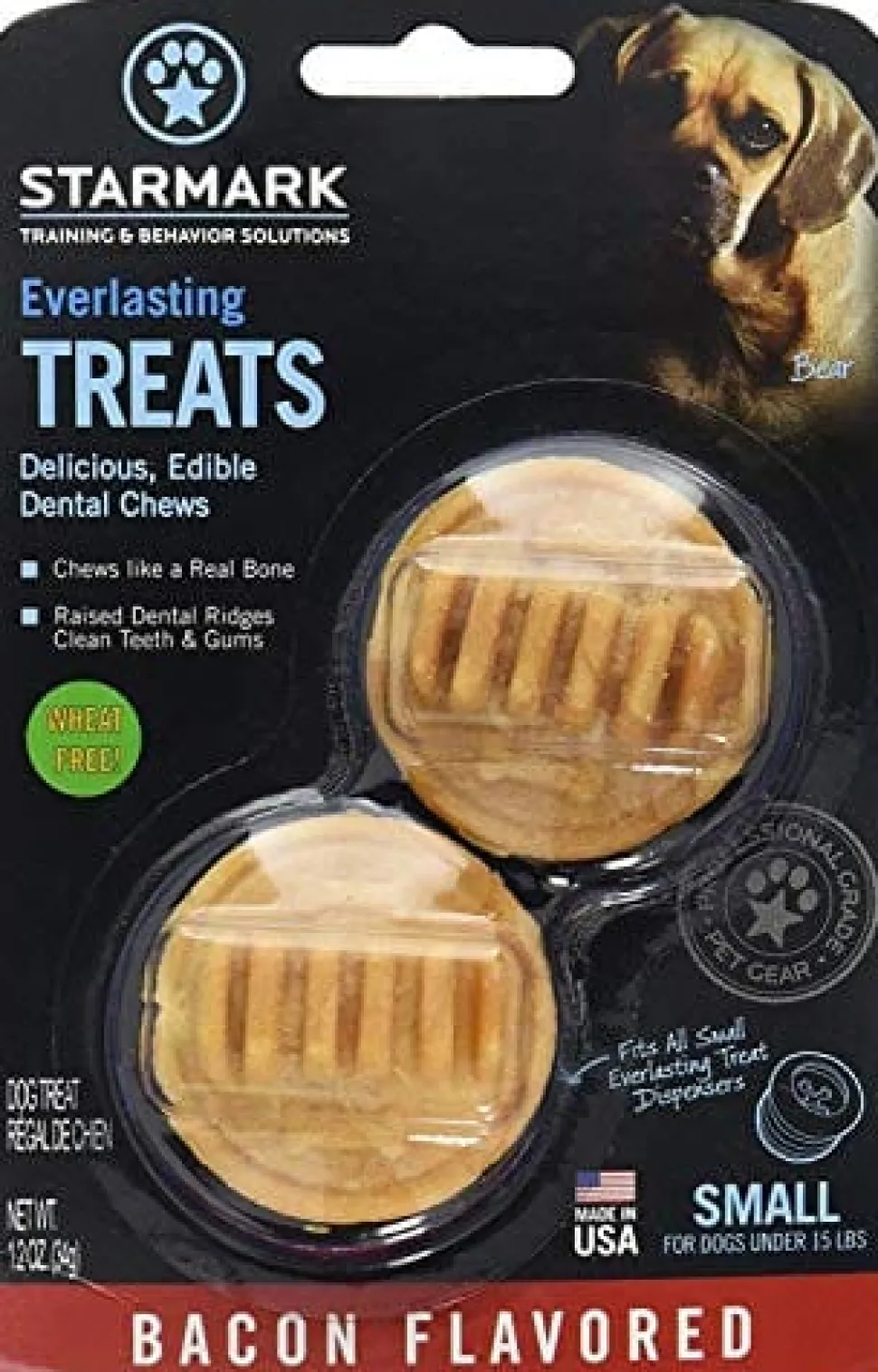 Starmark Everlasting USA Treat Dog Toy Stuffing Chewy Dog Treats - Bacon - Small