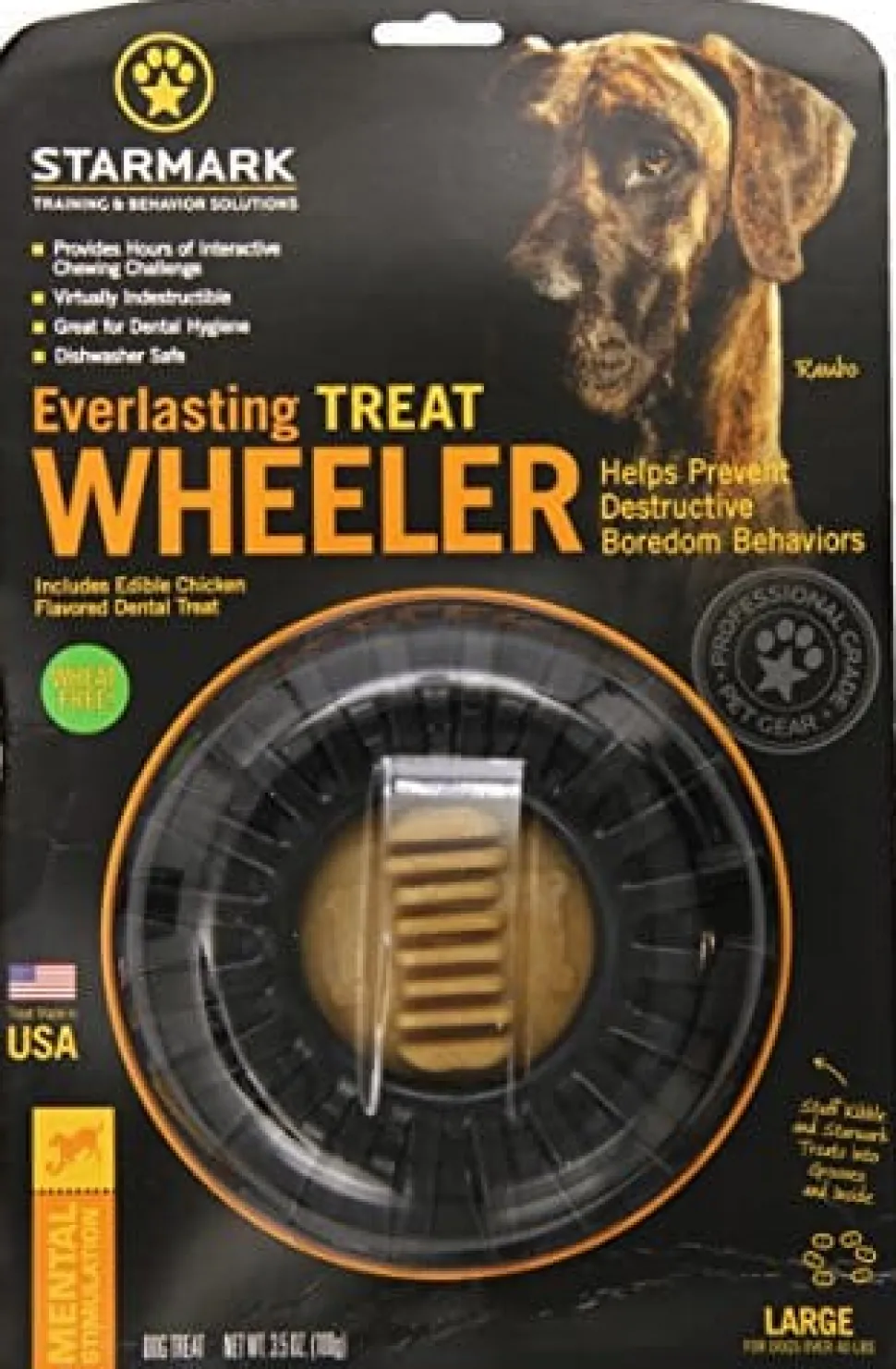 Starmark USA Everlasting Treat Wheeler Dog Dental and Hard Chews - Black - Large