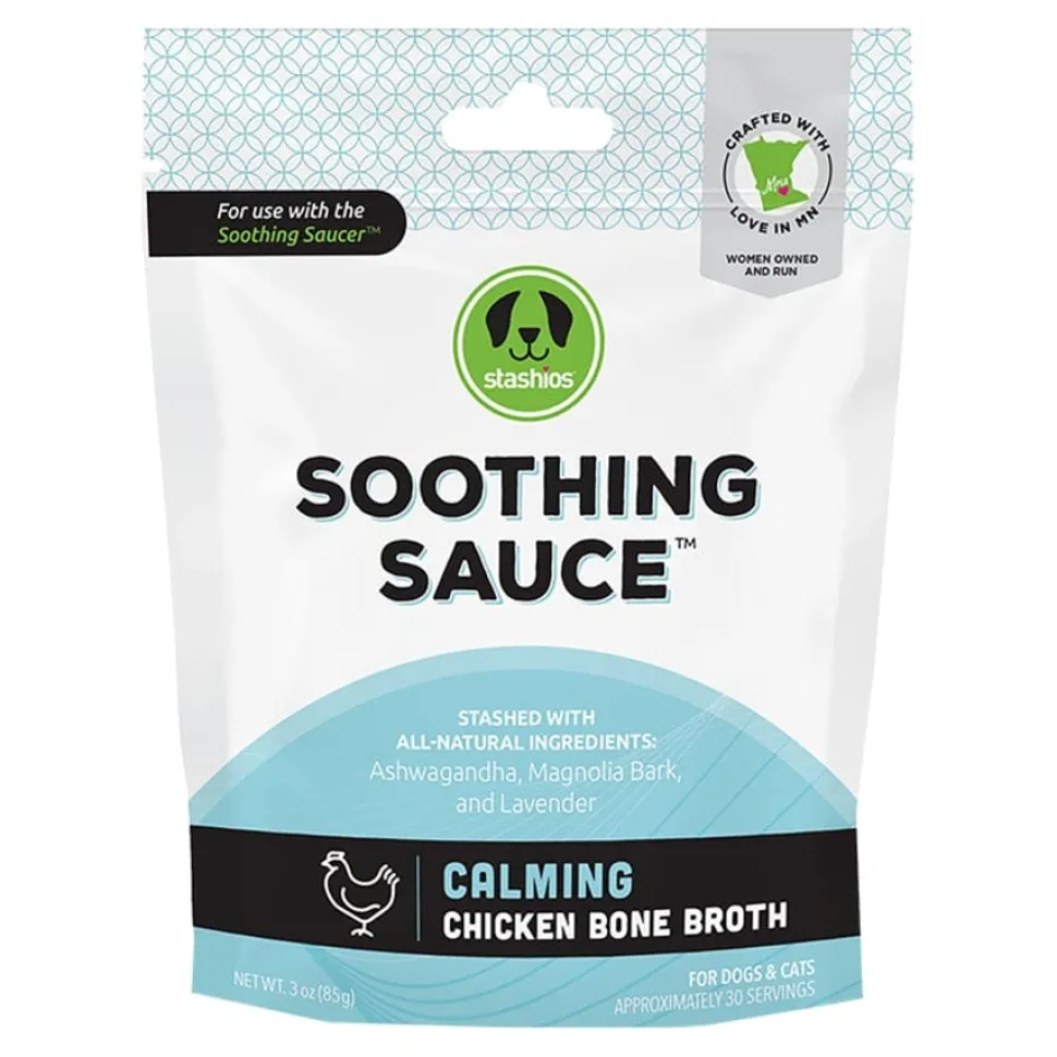 Stashios Soothing Sauce All-Natural Chicken Bone Broth Calming Powder Cat and Dog Food Supplement or Topper - 3 Oz