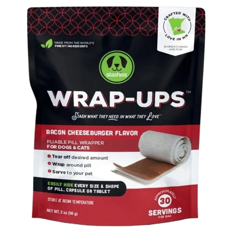 Stashios Wrap-Ups Bacon Cheeseburger Pill Cover Wraps Dog and Cat Soft Chews - 2.1 Oz