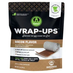 Stashios Wrap-Ups Bacon Flavored Pill Cover Wraps Dog and Cat Soft Chews - 2.1 Oz