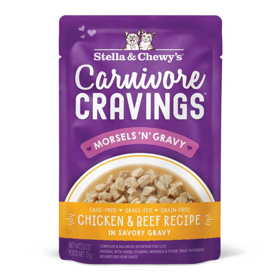 Stella & Chewy's Carnivore Cravings Morsals N' Gravy Chicken and Beef Wet Cat Food Pouch - 2.8 Oz - Case of 24