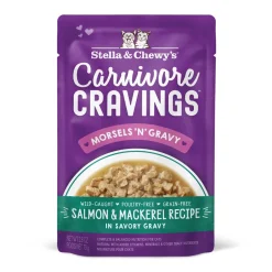 Stella & Chewy's Carnivore Cravings Morsals N' Gravy Salmon and Mackerel Wet Cat Food Pouch - 2.8 Oz - Case of 24
