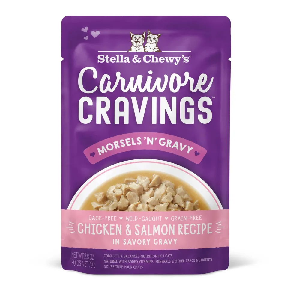 Stella & Chewy's Carnivore Cravings Morsals N' Gravy Chicken and Salmon Wet Cat Food Pouch - 2.8 Oz - Case of 24