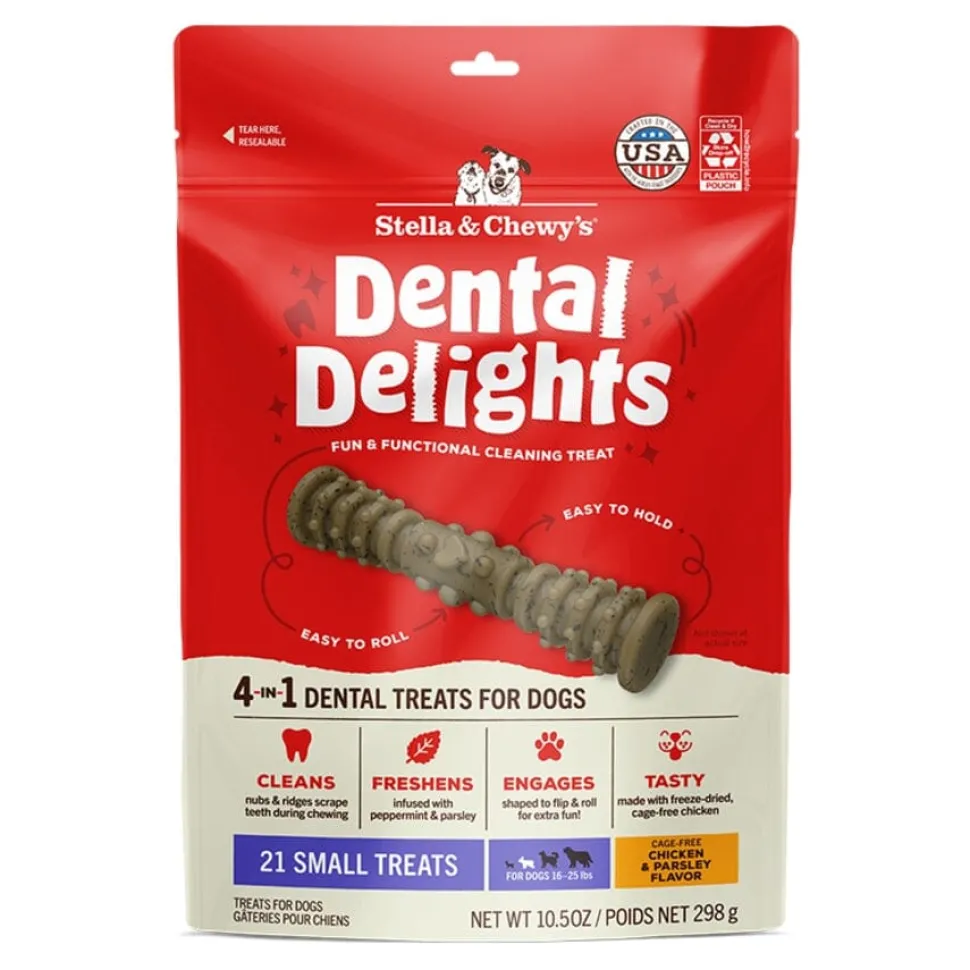 Stella & Chewy's Dental Delights Chicken Freeze-Dried Dental Dog Treats - Dogs 16-25 Lbs - Small