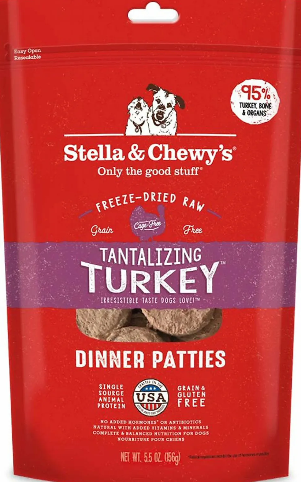 Stella & Chewy's Dinner Patties Turkey Freeze-Dried Dog Food - 5.5 Oz
