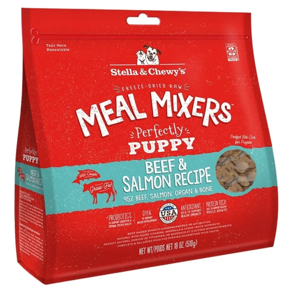 Stella & Chewy's Meal Mixers Grain-Free Beef and Salmon Puppy Formula Freeze-Dried Raw Dog Food or Topper - 18 Oz