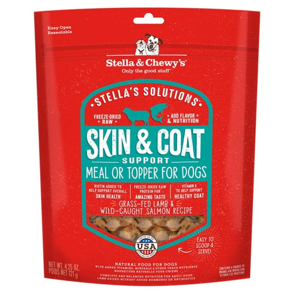 Stella & Chewy's Stella's Solutions Skin and Coat Boost Lamb and Salmon Freeze-Dried Dog Food or Topper - 4.25 Oz