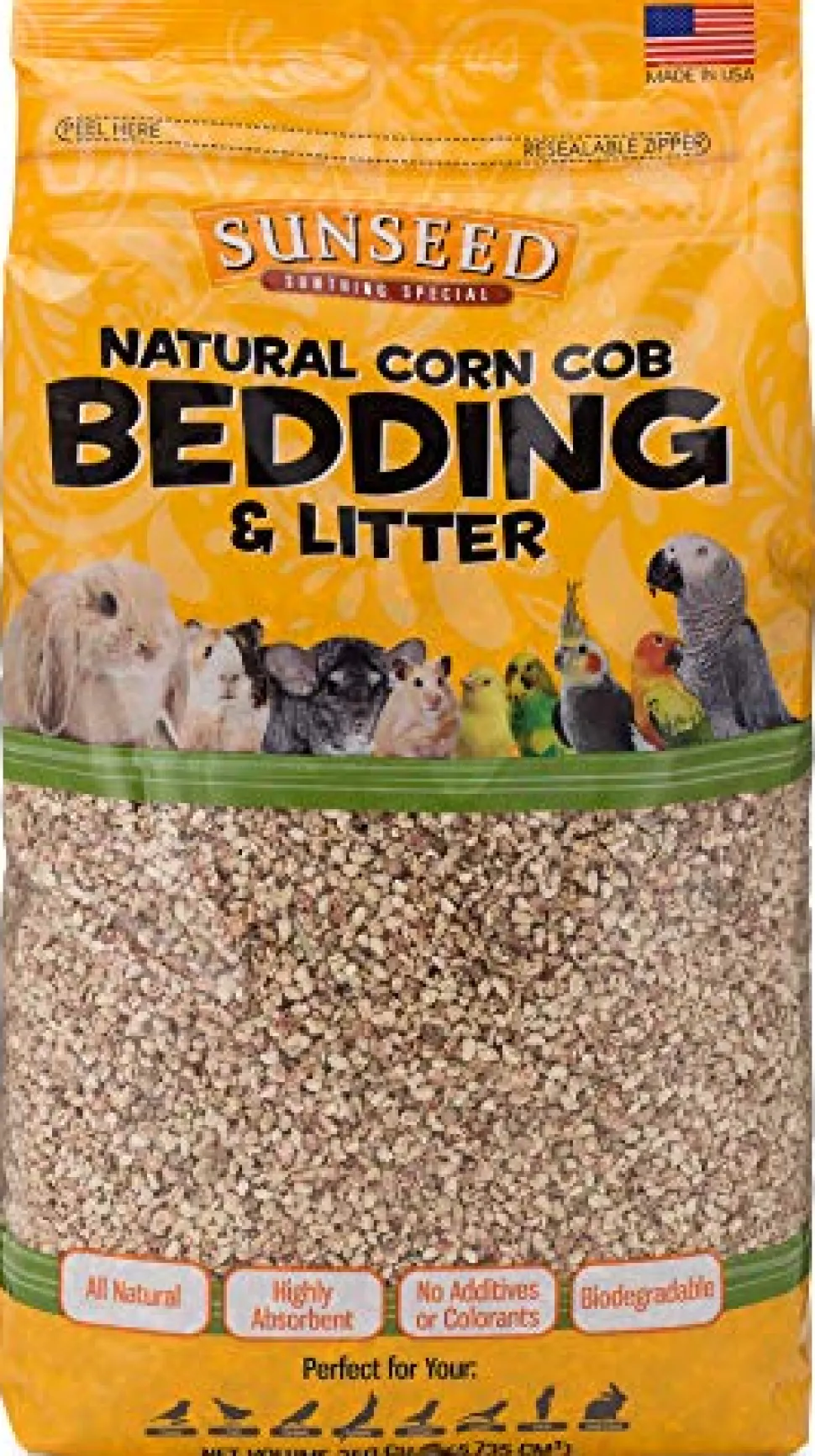 Sunseed Natural Corn Cob Bedding & Litter - 350 cu in - Pack of 4