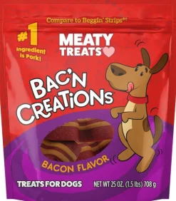 Sunshine Mills Meaty Treats Bacon Creations Baked Dog Treats - 25 oz - Case of 6