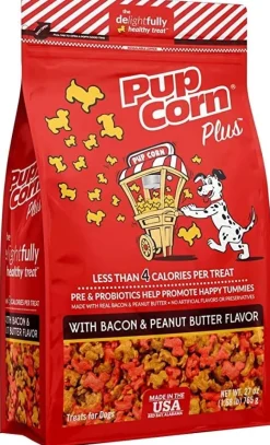 Sunshine Mills Pupcorn Plus Bacon & Peanut Butter Natural Dog Treats - 4 oz - Case of 6