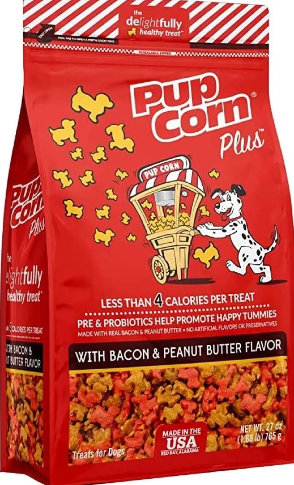 Sunshine Mills Pupcorn Plus Bacon & Peanut Butter Natural Dog Treats - 4 oz - Case of 6