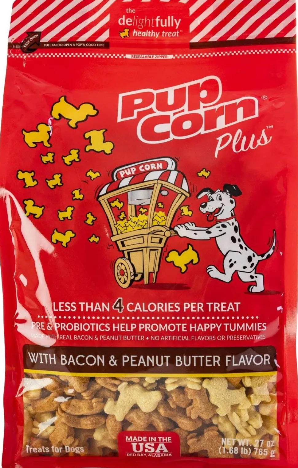 Sunshine Mills Pupcorn Plus w/ Bacon & Peanut Butter Natural Dog Treats - 27 oz - Case of 2