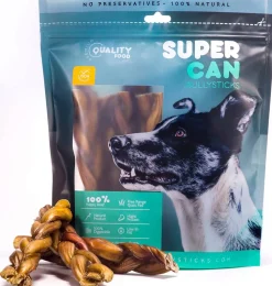 Supercan Braided Dog Bully Sticks - 12 Inch - 25 Count
