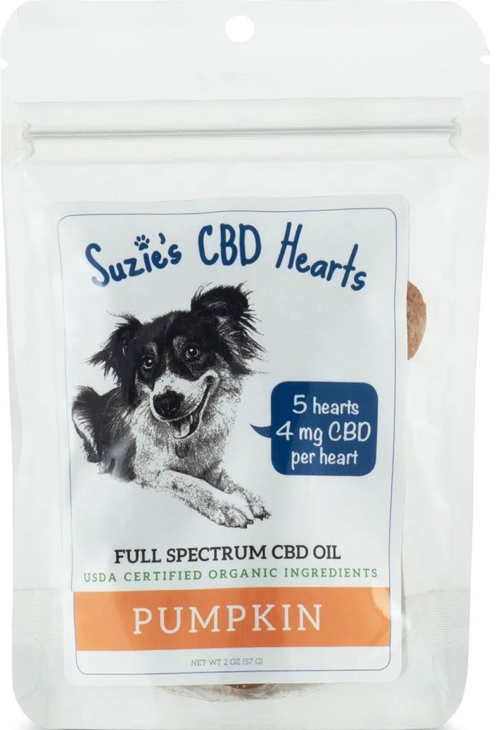 Suzie's CBD Treats Pumpkin 4mg 5pk treat Dog Biscuits - 2 oz Bag