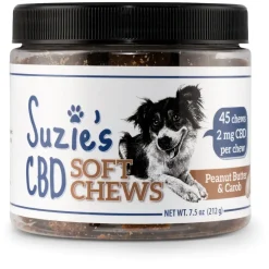 Suzie's CBD Treats Soft Chew Peanut Butter & Carob 45ct Chew Supplemental Cat and Dog Treats - 16 oz Jar