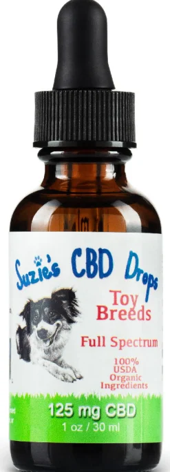 Suzie's CBD Treats Toy Breeds Dog Health Supplements - 1 oz (125mg) CBD Dropper