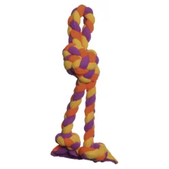 Tall Tails Braided Goat Fleece Fetch and Tug Rope Dog Toy - Orange and Purple - 15 Inch